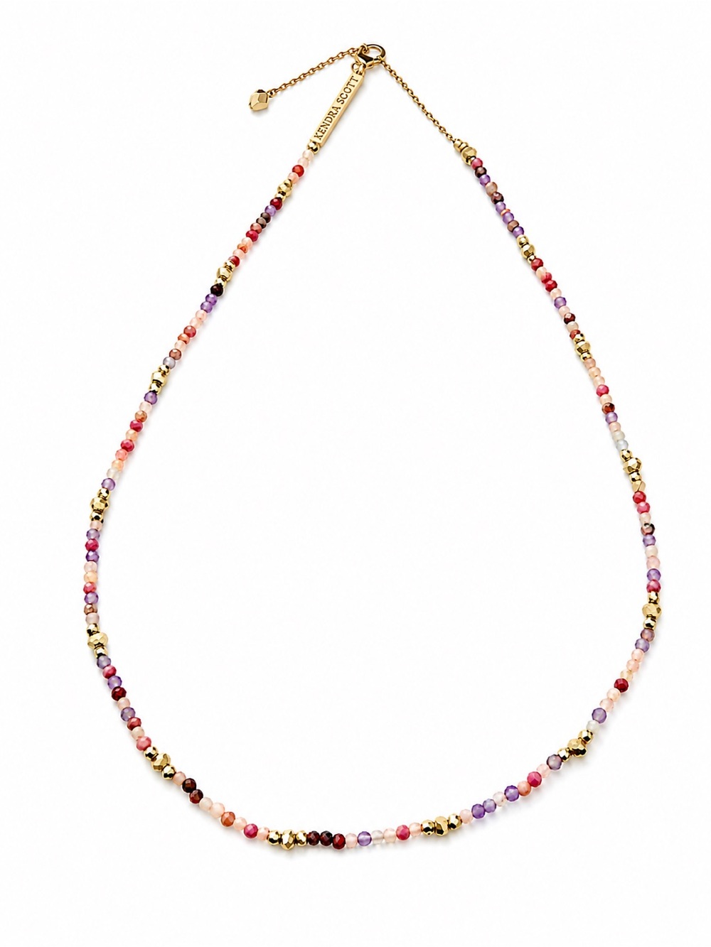 Kendra Scott Scarlett dainty beaded adjustable necklace in goldtone with pastels